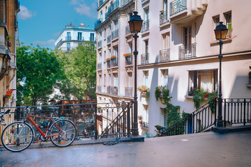 Montmartre Paris scene and bicycle
