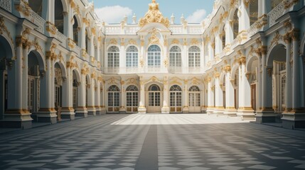 Fototapeta na wymiar Beautiful backyard of the palace