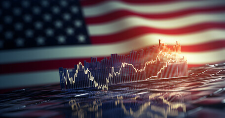 american flag, financial graphs, economic crisis, economy money, Crisis financial system, cryptocurrency trading concept