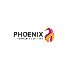 Vector Logo Illustration Phoenix Gradient Colorful Style