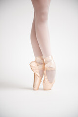 Close-up of a ballerina on pointe
