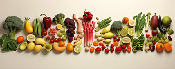 Fruits and vegetable in shape of human body. Health and diet concept