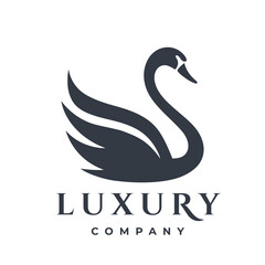 Luxury swan logo. Boutique spa icon. Elegant bird symbol. Vector illustration.