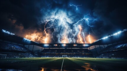 stadium with lightning - obrazy, fototapety, plakaty