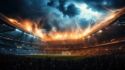 stadium with lightning - obrazy, fototapety, plakaty
