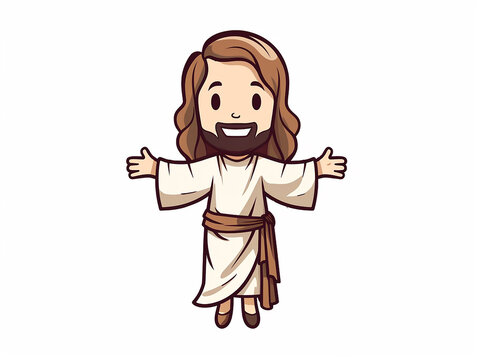 jesus cristo fofo  feita à mão com marcadores marrons em fundo branco