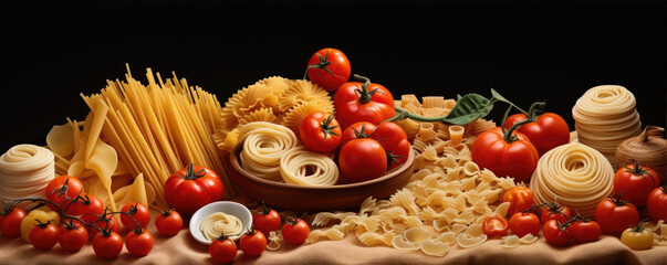 Obraz na płótnie Canvas Various of italian pasta food made at home.