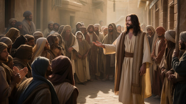 Jesus Christ preaching in the street