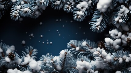 fir tree branch whit snow