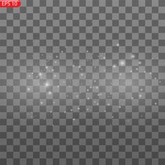 Abstract stylish light effect on a black background. Blue glowing neon line. Blue luminous dust and glares. Flash Light. luminous trail. Vector illustration.