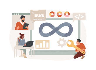 Software development team isolated concept vector illustration. Remote teamwork, digital team on demand, professional, certified software developer, hire outsource company vector concept.