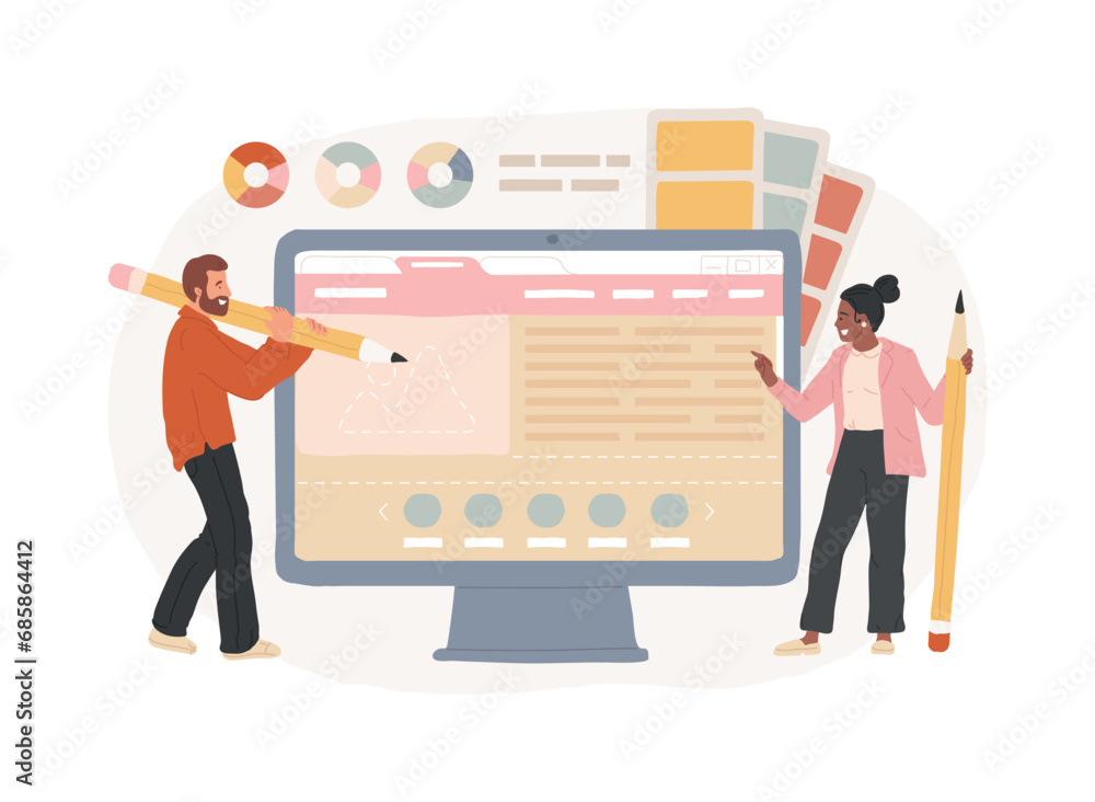 Poster web design isolated concept vector illustration. website interface, user experience, ui, graphic des