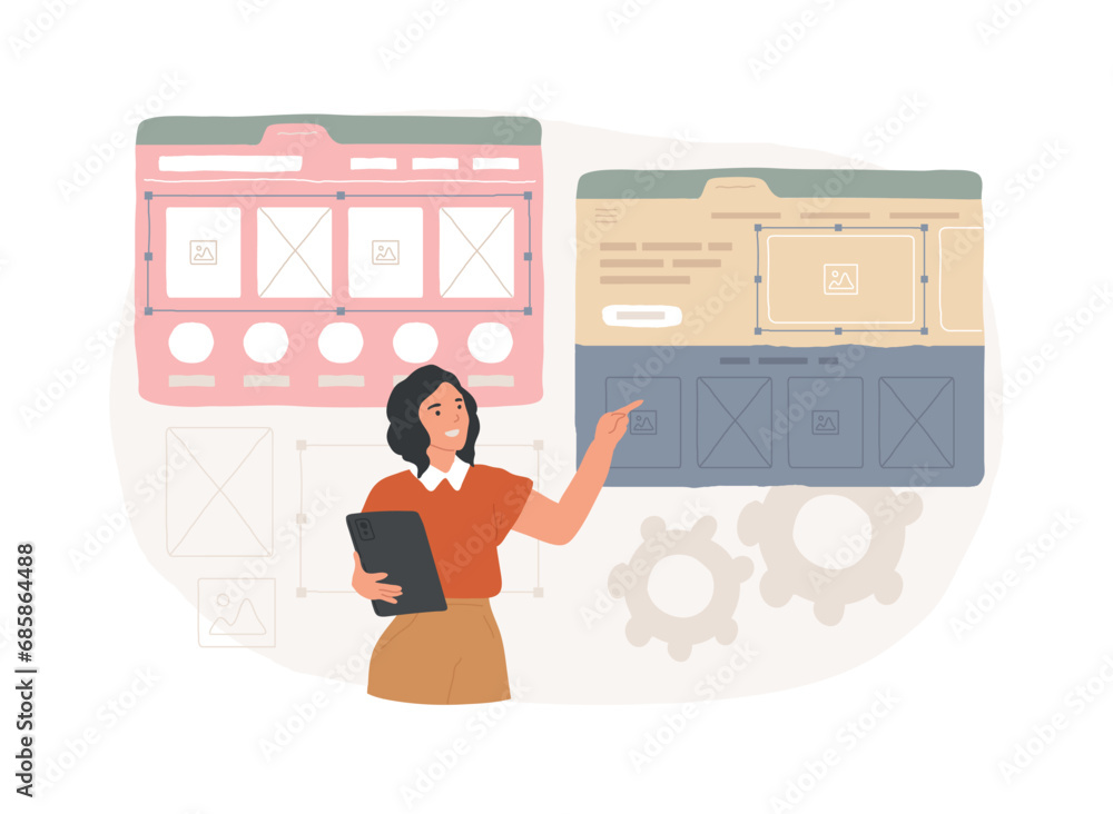 Poster website template isolated concept vector illustration. landing page html template, website building 