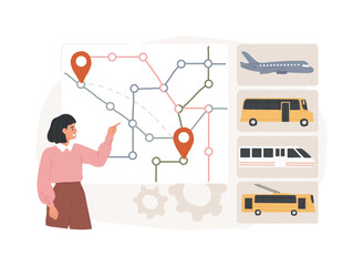 Transport network isolated concept vector illustration. Transportation network, metro scheme, logistics infrastructure, car traffic, air freight, rail shipping, smart city vector concept.