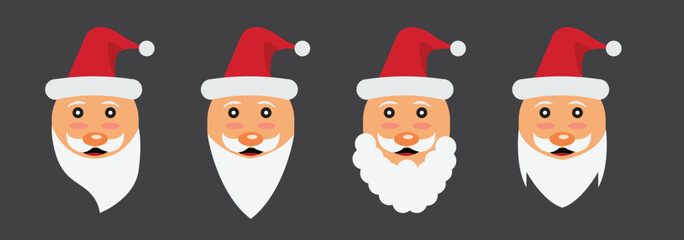 Set of cartoon Santa Claus with different looks