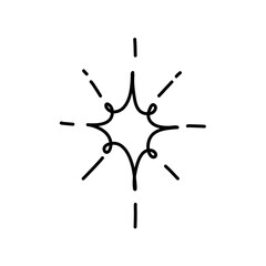 Line star glitter shine of doodle. Star shine glow, spark glitter, sparkle light vector illustration. 