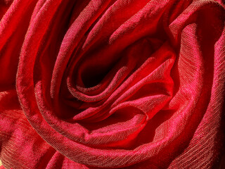 Fabric Red Close-up Drape Selective Focus