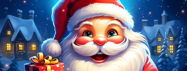 Naklejka premium Santa Claus drawing, AI generated