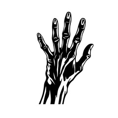 Dead man raising up hand on white AI generative illustration