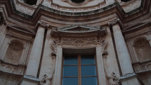 noto sicily italy saint st charles catholic church close up tilt from top to bottom