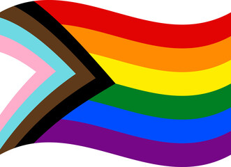 Philadelphia Pride. Progress pride flag in shape set. Progress Pride Rainbow Flags. LGBTQ flag - obrazy, fototapety, plakaty