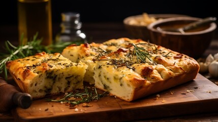 Traditional focaccia with herbs