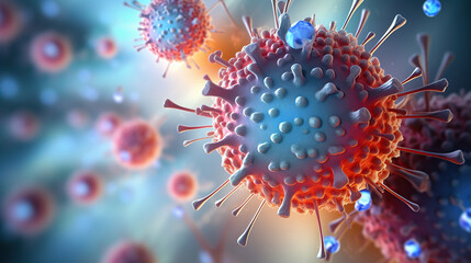 Microscope virus close up. Created with Generative AI