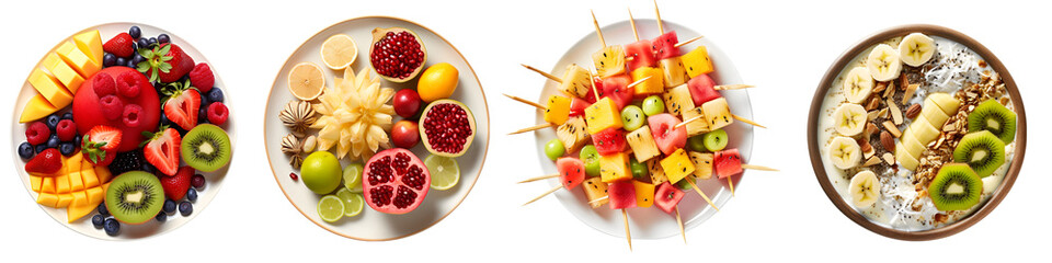 Assorted Fresh Fruit Platter on transparent background