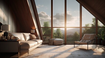 textures of walls, furniture and decor are displayed accurately, light gives the room warmth.