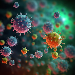 Microscope virus close up. Created with Generative AI