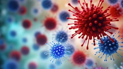 Microscope virus close up. Created with Generative AI