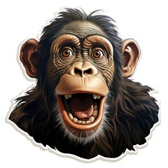 Chimpanzee. illustration of a monkey head isolated on white background. Chimps. Ape. Sticker. Logotype.