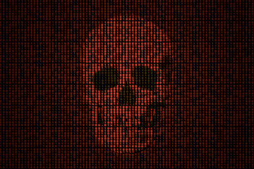 Skull made of binary code