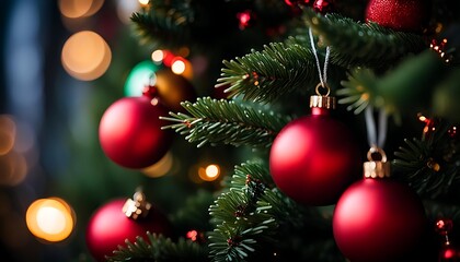 Obraz na płótnie Canvas christmas tree with red balls