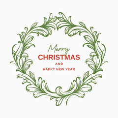 Merry Christmas and Happy New Year card. Merry Christmas square template. Minimal Christmas background for social media post