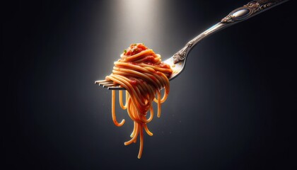 Spaghetti on fork