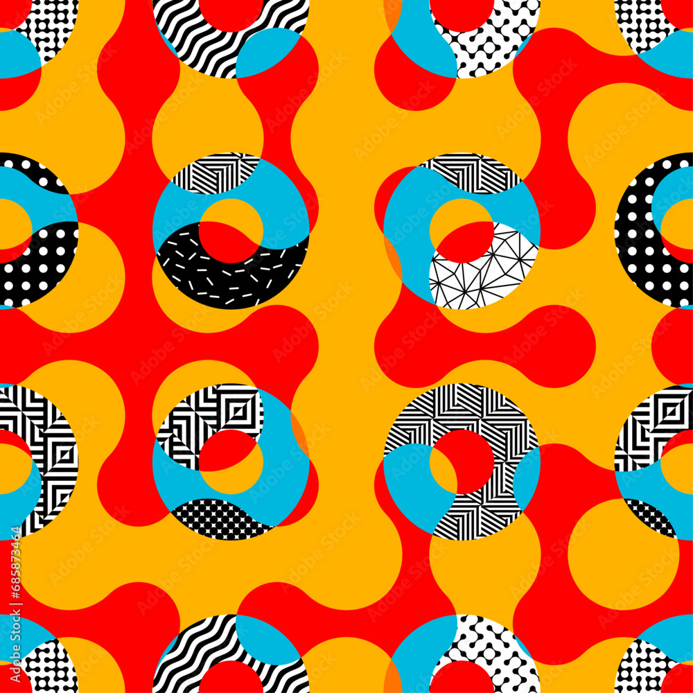 Poster Geometric abstract pattern retro style. Seamless vector pattern.