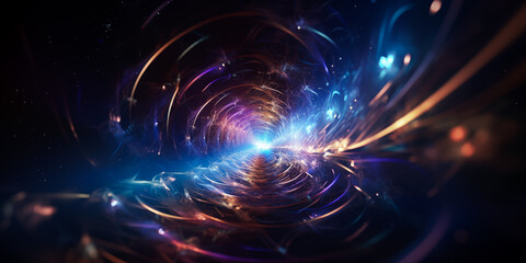 Obraz premium science background with particles and waves, quantum technology