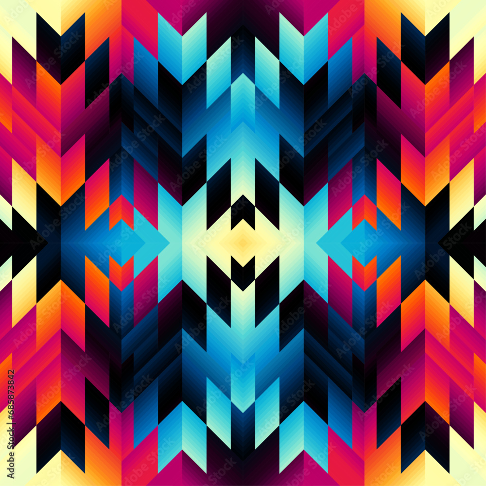 Poster colorful aztec fabric, wallpaper and home decor. abstract seamless tileable pattern. triangles aztec