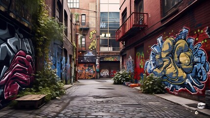 Fototapeta premium Graffiti art in an alleyway