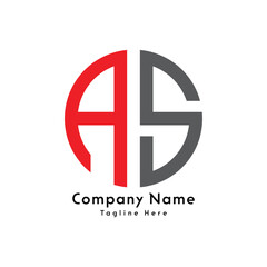 Fototapeta premium AS letter round shape logo design icon