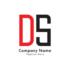 DS letter rectangle shape logo design icon