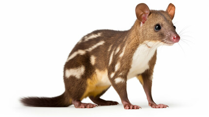 Quoll looking up, isolated on white. generative ai