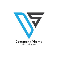 DS letter triangle shape logo design icon