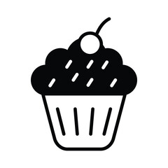 Cupcake icon isolate white background vector stock illustration.