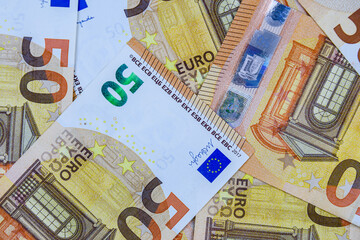 Background of the european union fifty euro banknotes