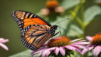  a close up of a butterfly on a flower with other flowers in the background and a blurry background of the image of a butterfly on top of a flower.