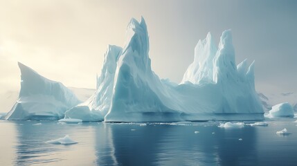 Iceberg formations in a polar region
