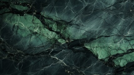 Green Marble with Black Veins Horizontal Background. Abstract stone backdrop. Bright natural material texture. AI Generated Photorealistic Illustration. - obrazy, fototapety, plakaty