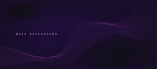 Purple background with flowing wave lines. Futuristic technology concept. Vector illustration